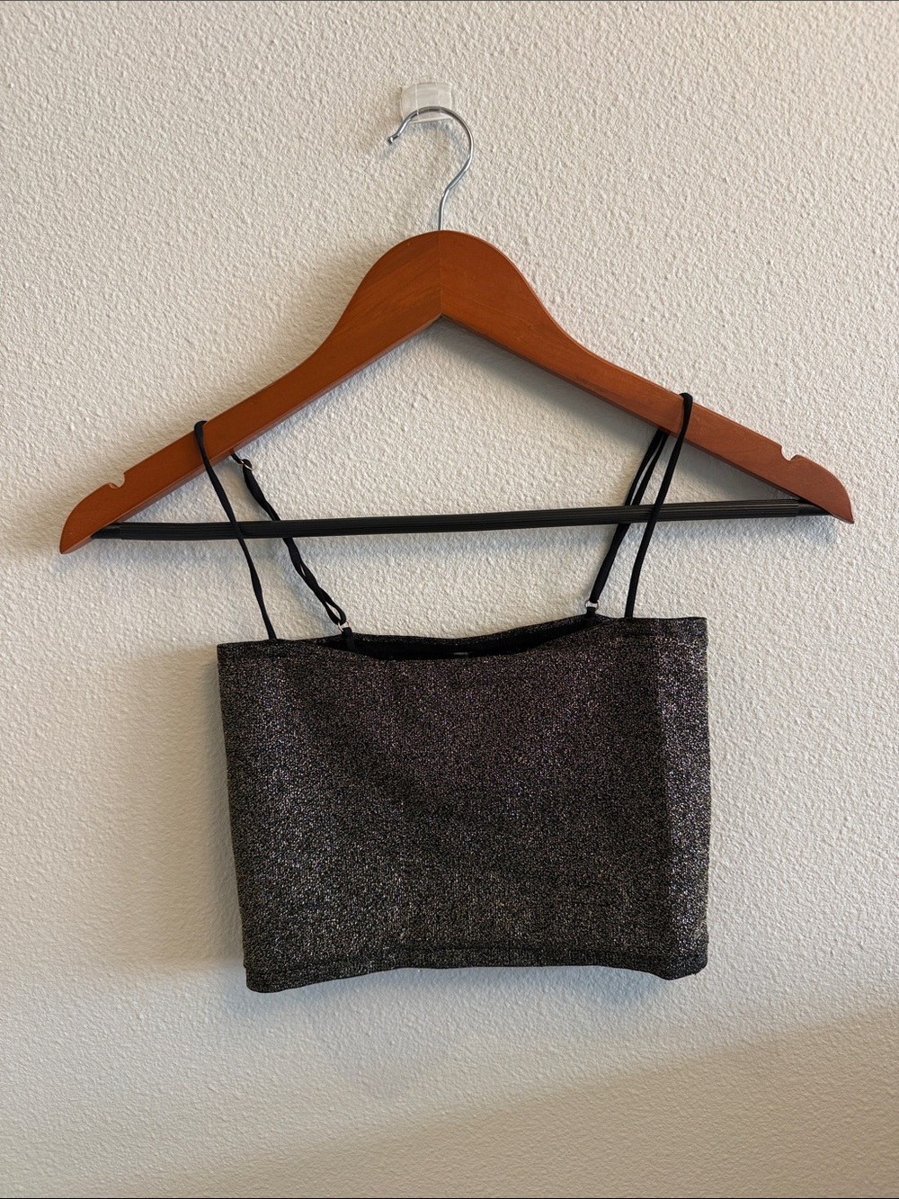 Anthropologie Glittery Black Cropped Cami Top - Women’s XXS/XS
